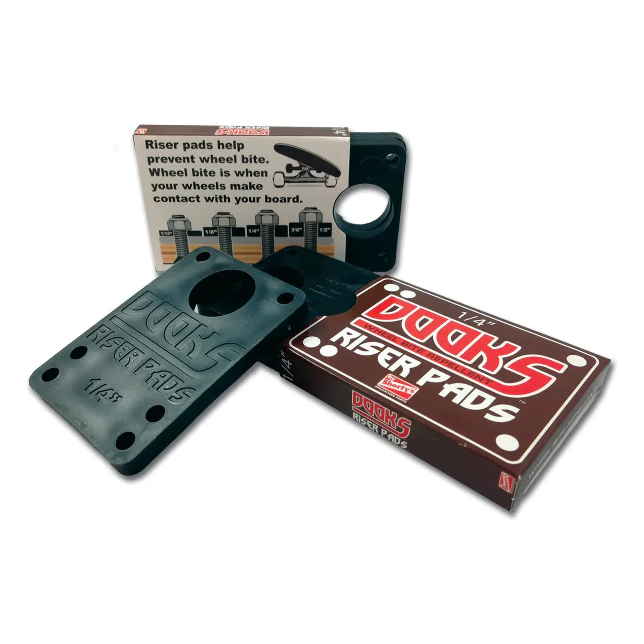 Shorty's Dooks 1/2" Hard Risers – Shock Absorbing Skateboard Riser Pads (Set of 2)