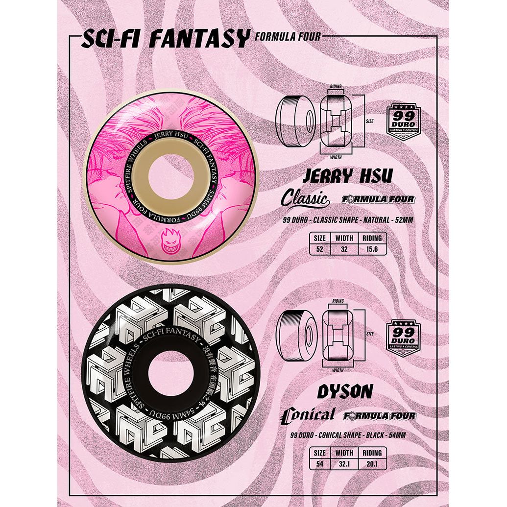 Spitfire Jerry Hsu SCI-FI Skateboard Wheels - F4 Classic 52mm 99a