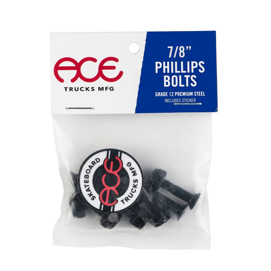 ACE 7/8" Phillips Skateboard Hardware Set – Bolts & Lock Nuts (8-Pack)