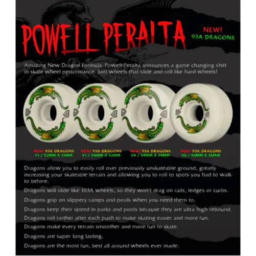 BONES Powell Peralta Dragon Formula Wheels - 54mm 93a