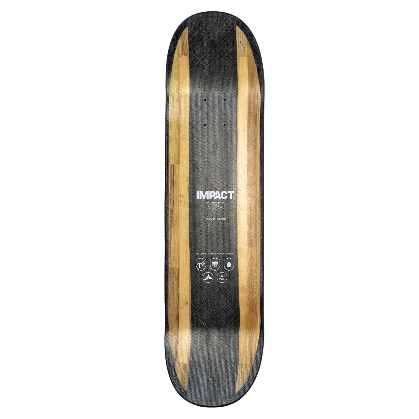 IMPACT XPU ALL BLACK SKATEBOARD DECK - Size 8.25 (Standard)